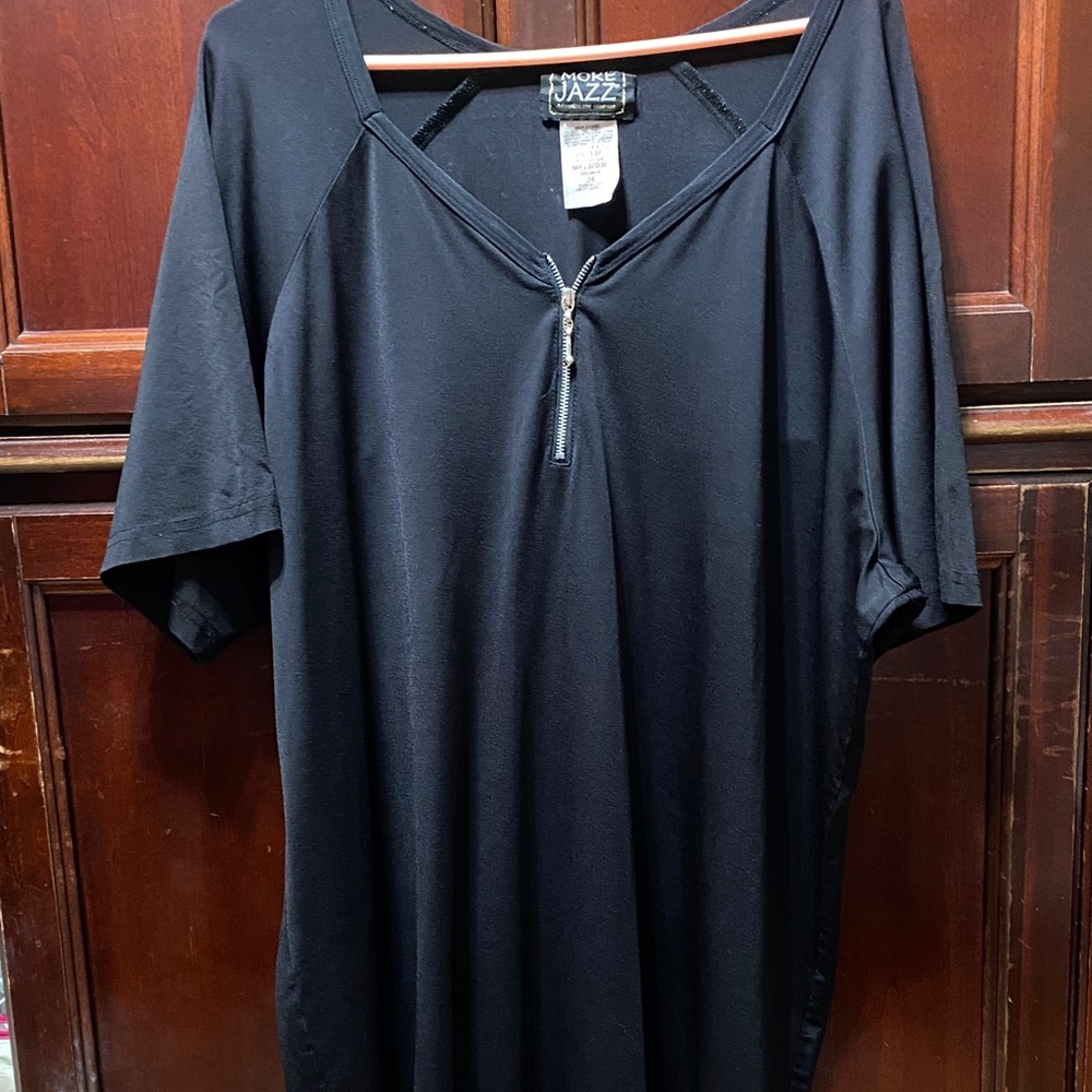 More Jazz vintage plus size 24 Black Zip-Front Top